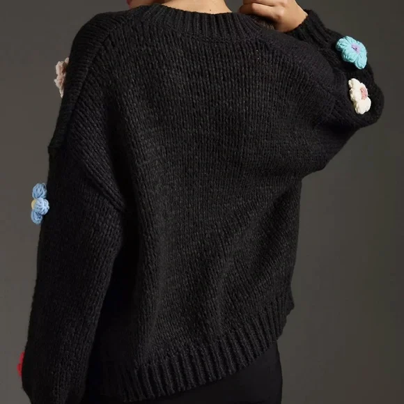 MAUVE Anthropologie The Susannah 3D Flower Cardigan Sweater - Picture 9 of 12